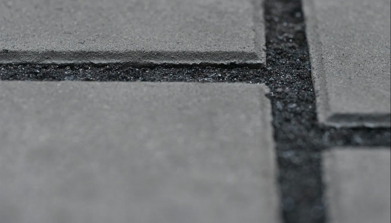 Joints de pavé en gros plan — sable polymère
